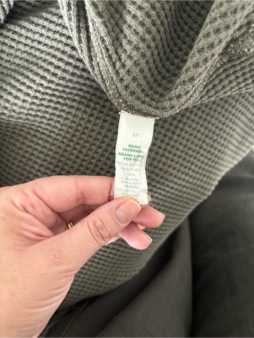 Aerie Waffle Knit Oversized Button Down Shacket Olive Green S/P - Picture 9 of 12